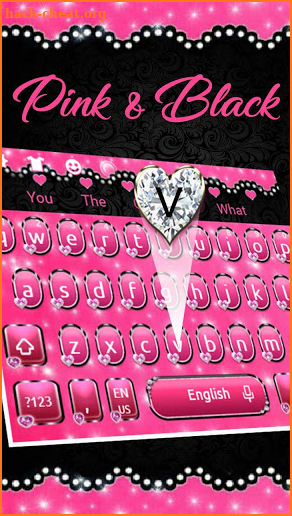 Pink Heart Black Lace Keyboard Theme🎀 screenshot