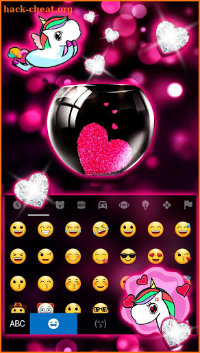 Pink Heart Glass Keyboard Theme screenshot