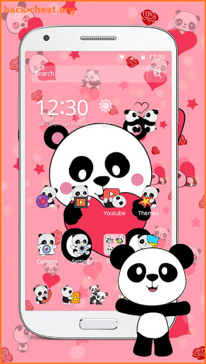 Pink Heart Panda Love Theme screenshot