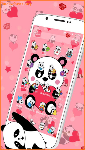 Pink Heart Panda Love Theme screenshot