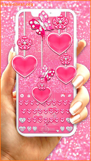 Pink Hearts Keyboard Theme screenshot