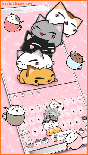 Pink Kawaii Kitten Keyboard Theme screenshot