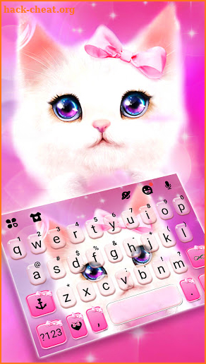 Pink Kitty Bowknot Keyboard Background screenshot