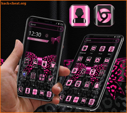 Pink Leopard Print Bowknot Theme screenshot