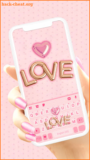 Pink Love Balloons Keyboard Background screenshot