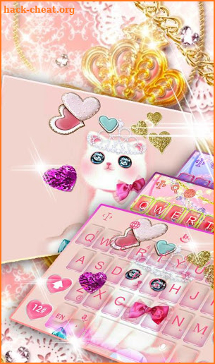 Pink Love Cat Keyboard Theme screenshot