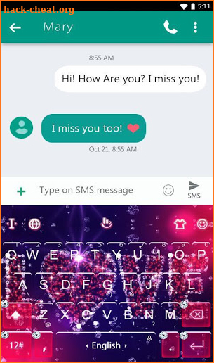 Pink Love Diamond Keyboard Theme screenshot