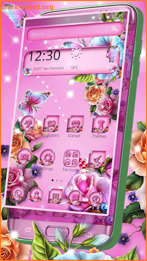 Pink Love Rose Garden Theme screenshot