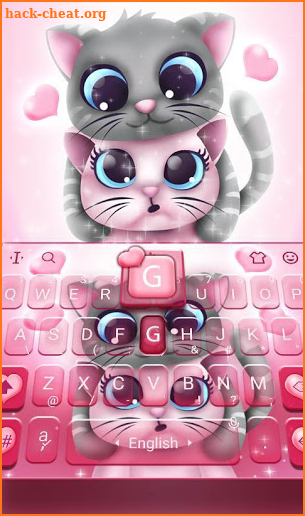 Pink Lovely Cartoon Cat Keyboard Theme screenshot