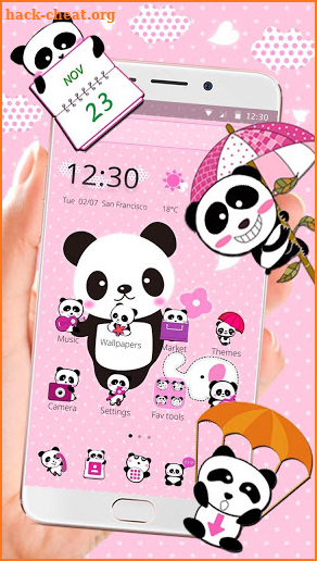 Pink Lovely Panda Theme screenshot