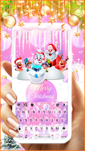 Pink Merry Christmas Keyboard Background screenshot