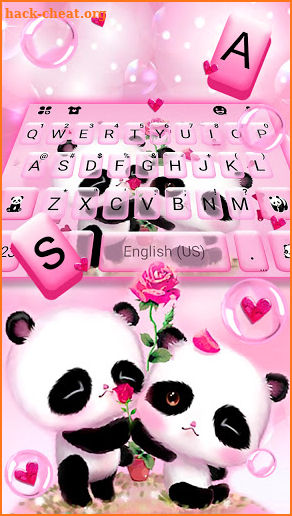 Pink Panda Couple Keyboard Background screenshot