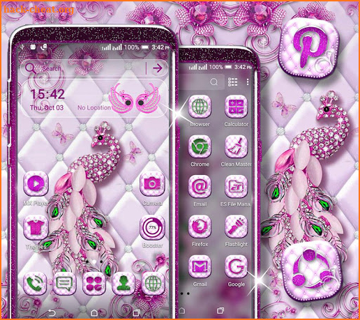 Pink Peacock Diamond Launcher Theme screenshot