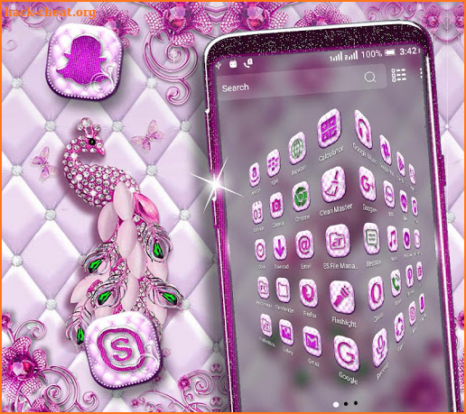 Pink Peacock Diamond Launcher Theme screenshot