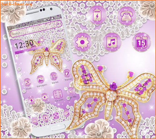 Pink Pearl Diamond Butterfly Theme screenshot