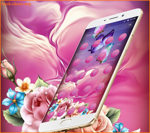 Pink Purple Butterfly Rose Theme screenshot