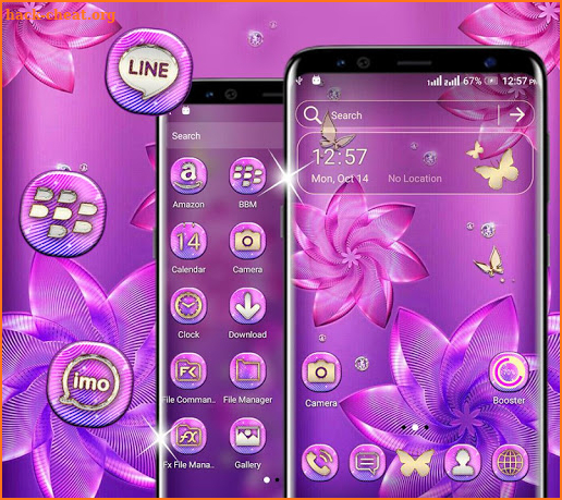 Pink Purple Flower Launcher Theme screenshot