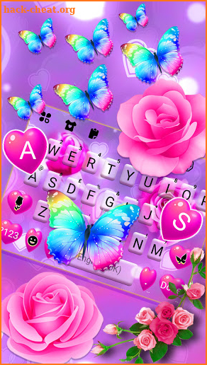 Pink Rose Butterfly Keyboard Background screenshot