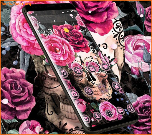 Pink Rose Skeleton Romantic Theme screenshot