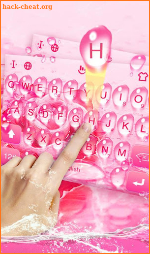 Pink Rose Water Drops Keyboard Theme screenshot