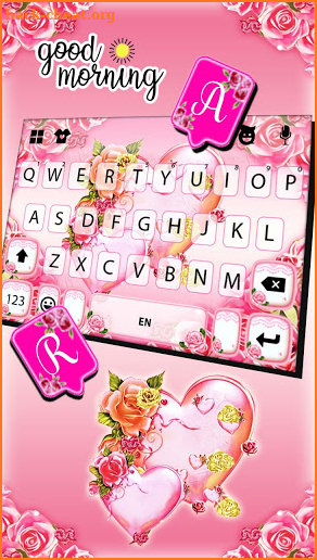 Pink Rosy Hearts Keyboard Background screenshot