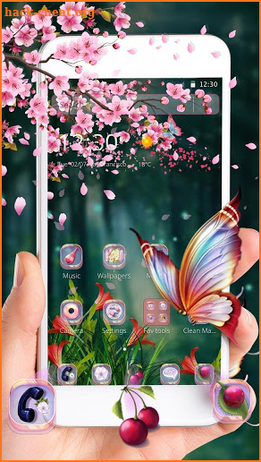 Pink Sakura Butterfly Theme screenshot