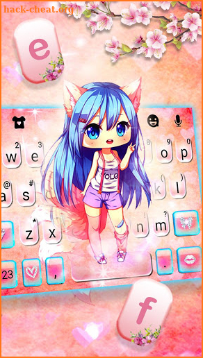 Pink Sakura Girl Keyboard Theme screenshot