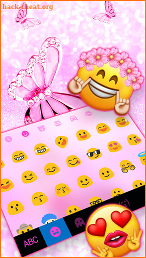 Pink Shiny Butterfly Keyboard Background screenshot