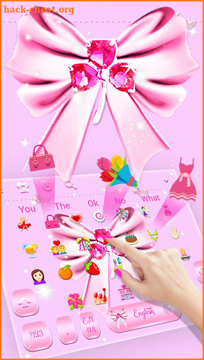 Pink SMS Keyboard Theme Diamond Ribbon screenshot