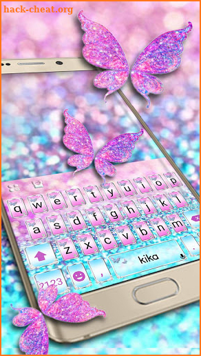 Pink Sparkle Butterfly Keyboard Theme screenshot