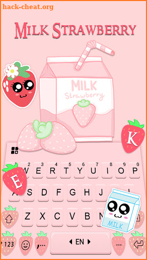 Pink Strawberry Keyboard Background screenshot