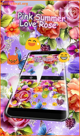 Pink Summer Rose Keyboard Theme screenshot