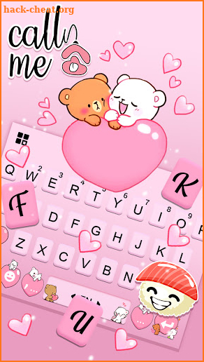 Pink Teddy Love Keyboard Background screenshot