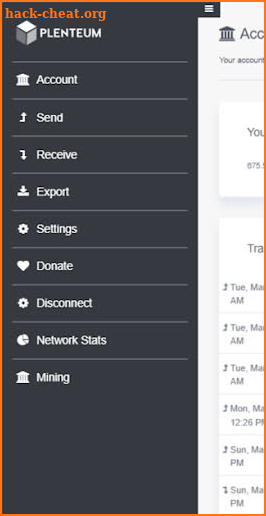 Plenteum Wallet screenshot