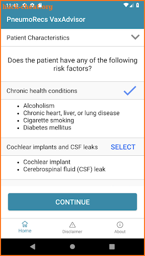 PneumoRecs VaxAdvisor screenshot