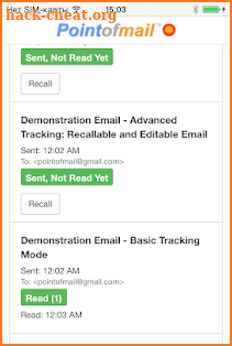 Pointofmail Email Tracking and Recall screenshot