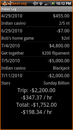 Poker Log screenshot