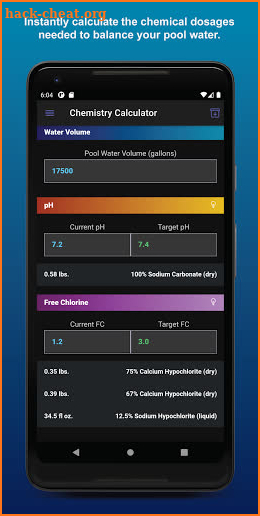 Pool Water Calculator screenshot