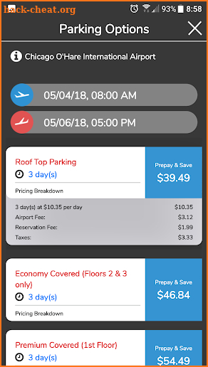 PreFlight Airport Parking screenshot