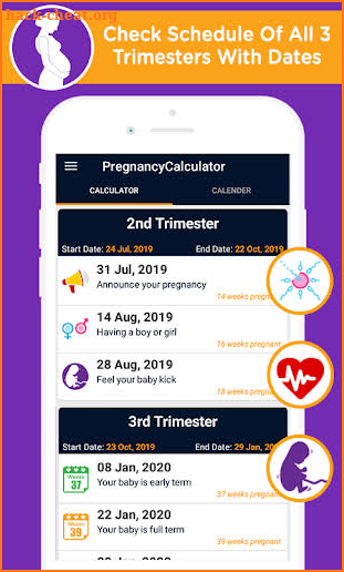 Pregnancy calculator and calendar, Due date screenshot