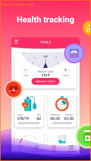 Pregnancy due date tracker with contraction timer screenshot