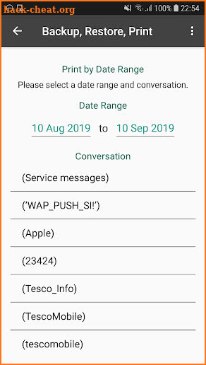 Print Text Messages (Backup, Restore & Print) screenshot