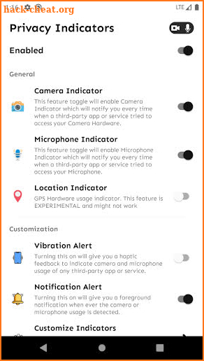 Privacy Indicators - iOS14, Android 12 indicators screenshot