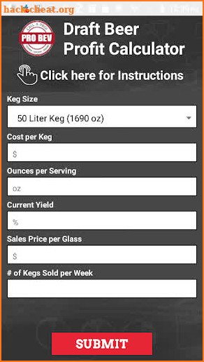 Pro Bev Profit Calculator screenshot