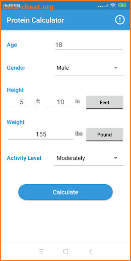 Protein Intake Calculator screenshot