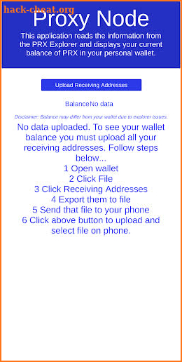 PRX Wallet Info screenshot