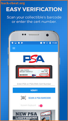 PSA Cert Verification screenshot