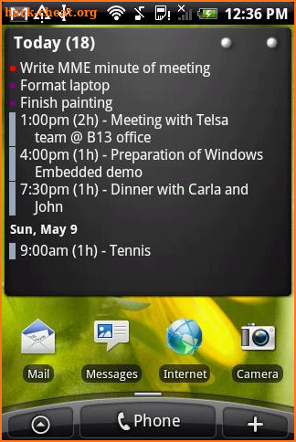 Pure Calendar widget (agenda) screenshot