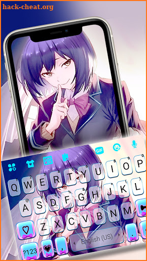 Purple Anime Girl Keyboard Background screenshot