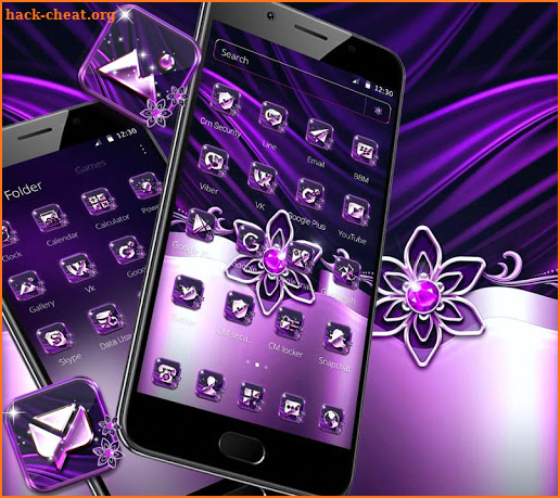 Purple Black Shiny Flower Launcher Theme 🌷 screenshot